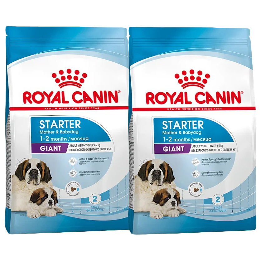 Сухой корм для щенков ROYAL CANIN GIANT STARTER для крупных пород, 2шт по 15кг