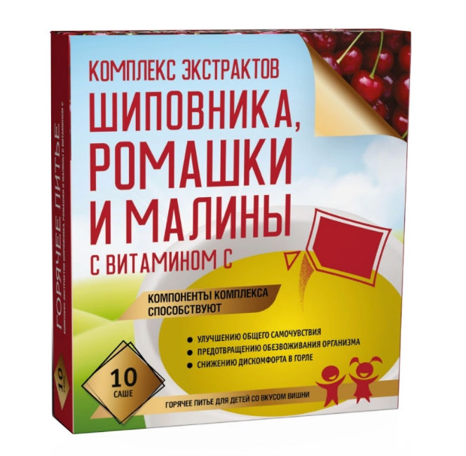 

Комплекс экстрактов шиповника, ромашки и малины с витамином С порошок 5 г 10 шт.