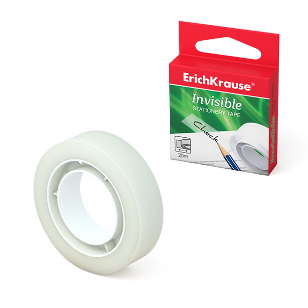 

Клейкая лента ErichKrause Invisible, 18 мм х 20 м, Прозрачный