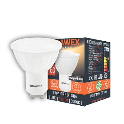 

Светодиодная лампа BRAWEX 7Вт 3000К PAR16 GU10 4107J-PAR16k1-7L