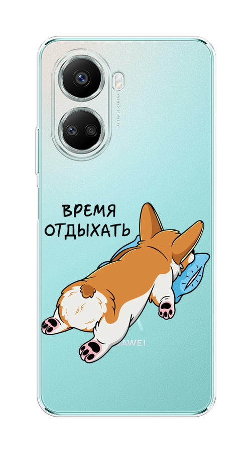 

Чехол на Huawei nova 10 SE "Корги отдыхает", Черный;коричневый;голубой, 6109650-1