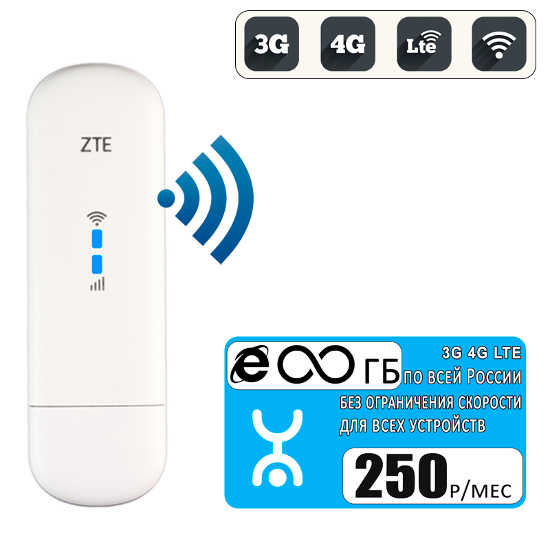 

Комплект - модем ZTE MF79U (RU) + безлимитный интернет за 250р/мес