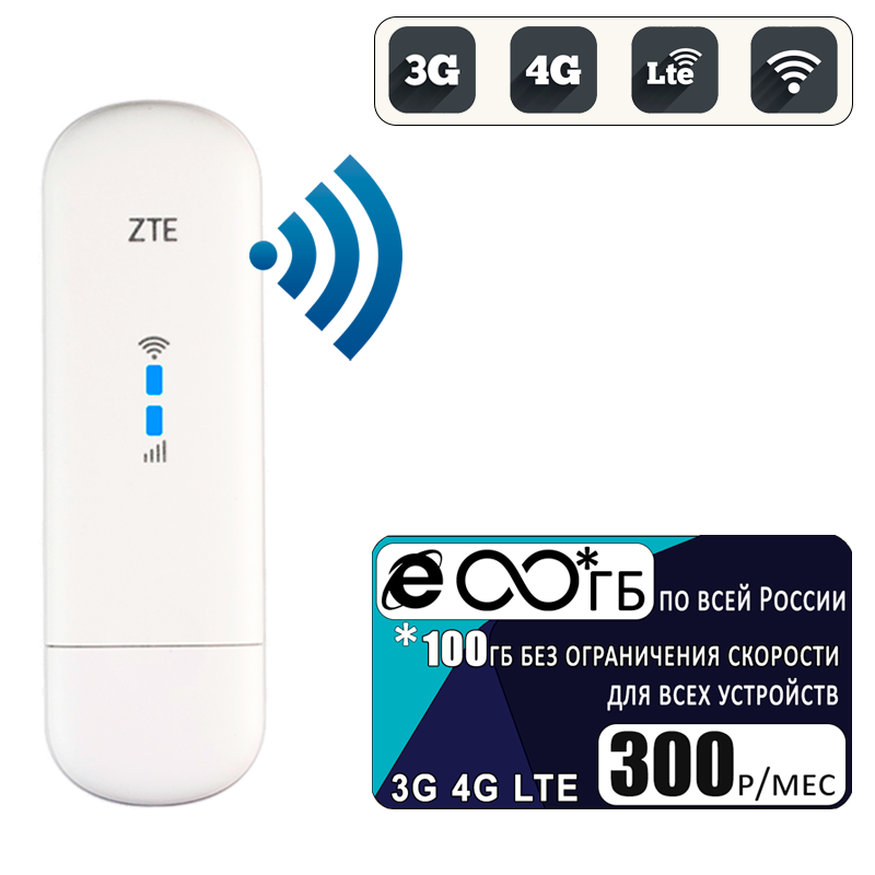 

Комплект - модем ZTE MF79U (RU) + интернет и раздача, 100ГБ за 300р/мес