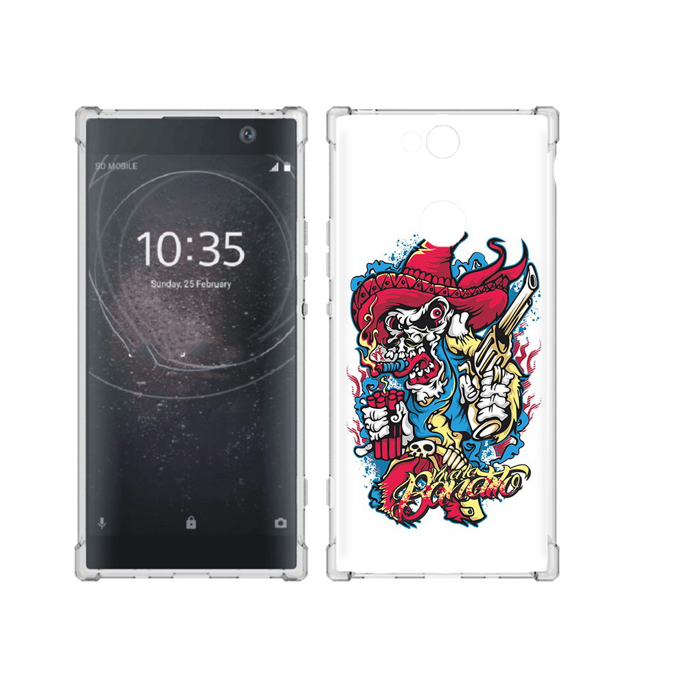 

Чехол MyPads Tocco для Sony Xperia XA2 Plus нарисованный скелет с писталетом, Прозрачный, Tocco