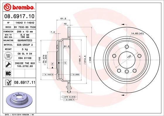 

Тормозной диск brembo 08.6917.11
