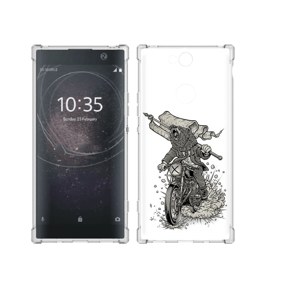 Чехол MyPads Tocco для Sony Xperia XA2 Plus медведь на мотоцикле