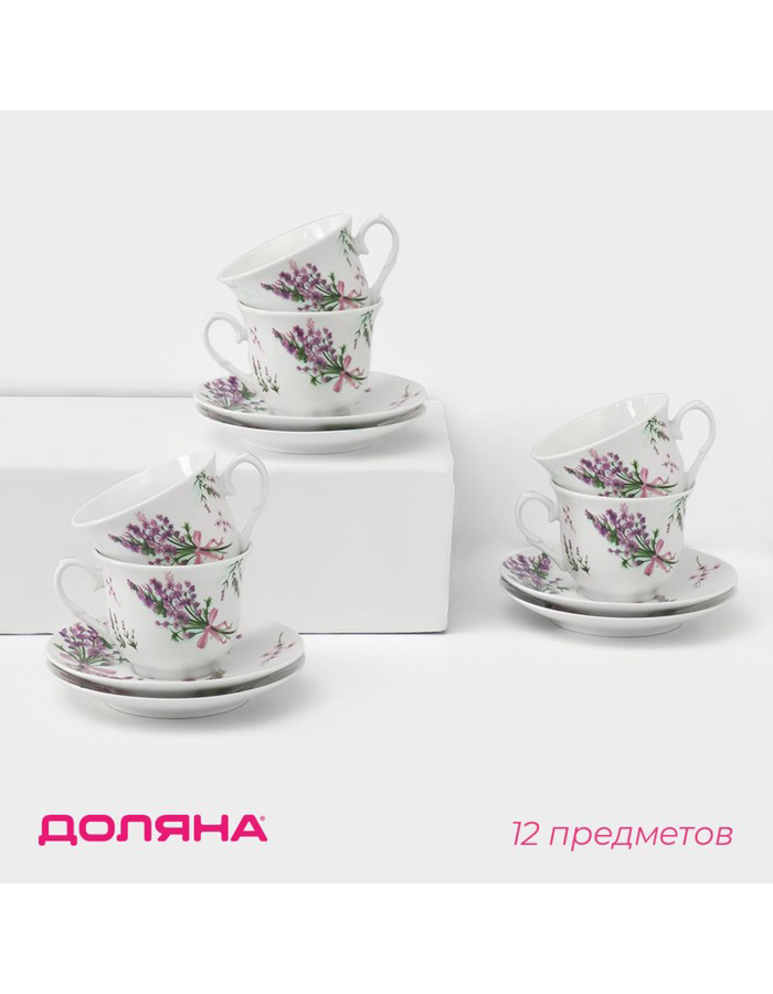 

Чайный сервиз Доляна фарфоровый 12 предметов, Белый