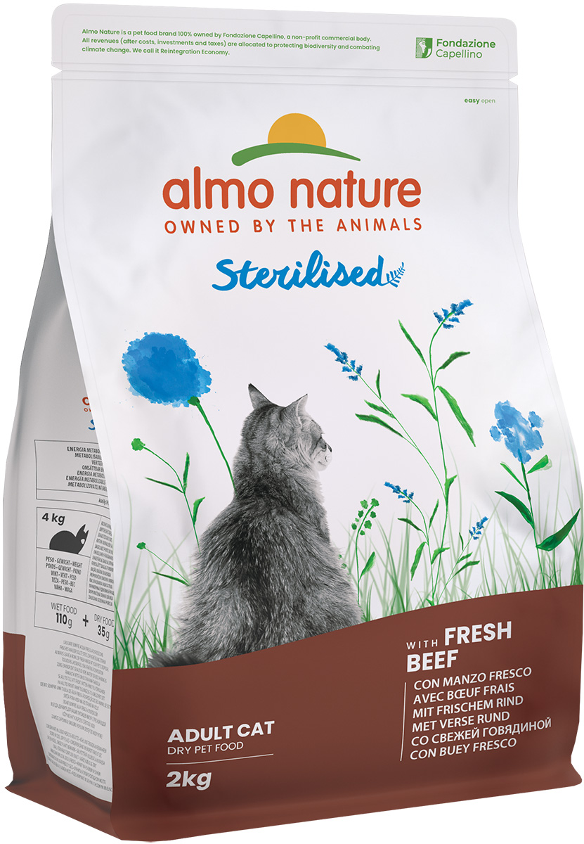 Сухой корм для кошек Almo Nature Functional Sterilised для стерилизованных говядина 2кг 3534₽