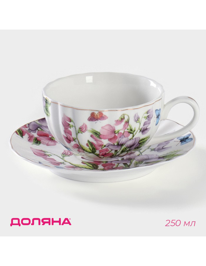 

Чайная пара Доляна керамическая 2 предмета, Белый
