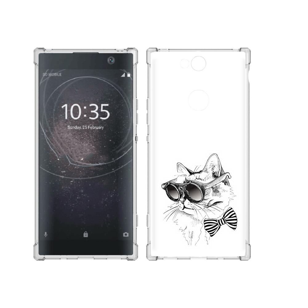 

Чехол MyPads Tocco для Sony Xperia XA2 Plus крутая кошка в очках, Прозрачный, Tocco