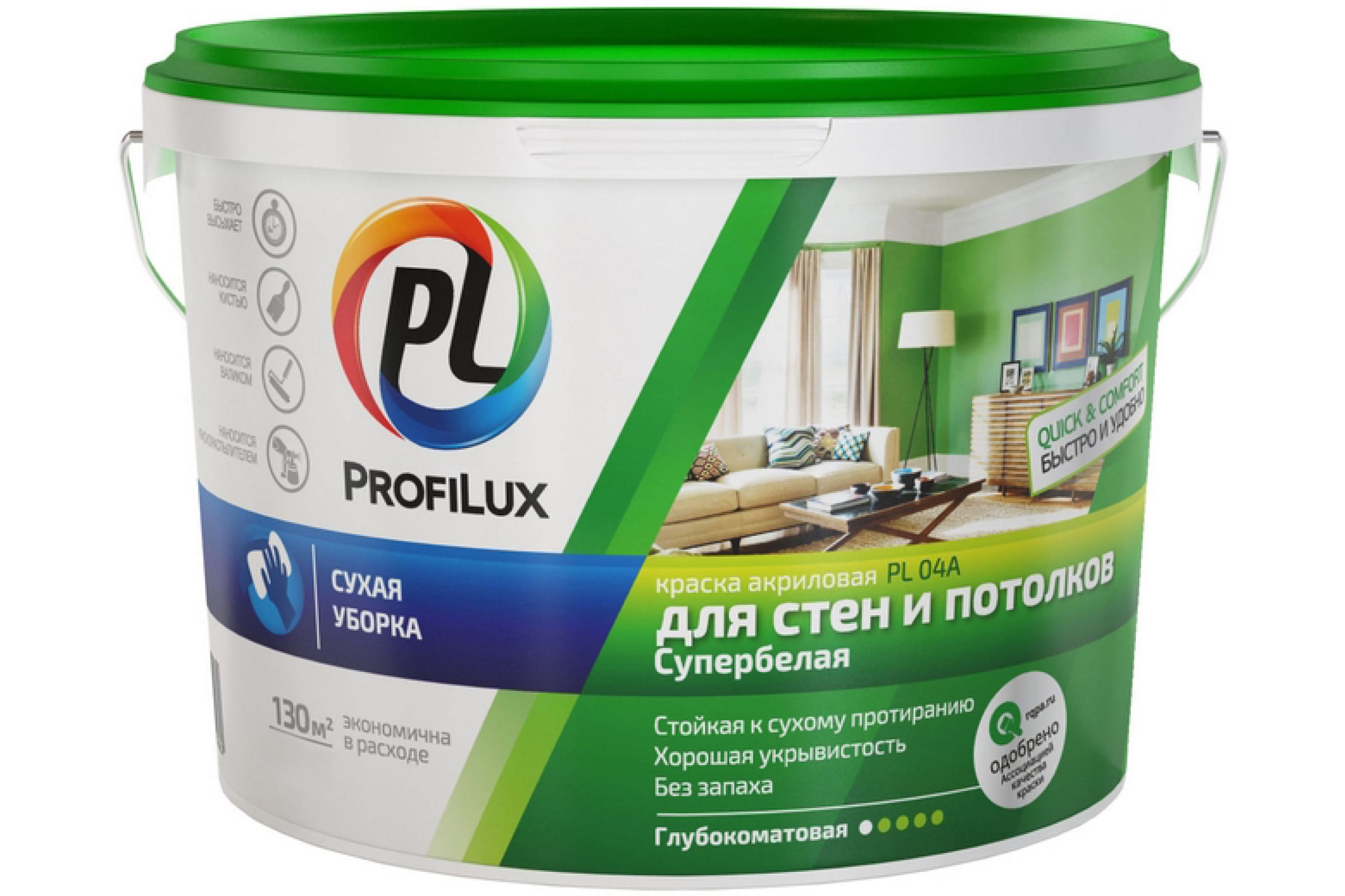 

Краска Profilux ВД PL 04А акриловая белая 14 кг МП00 004685