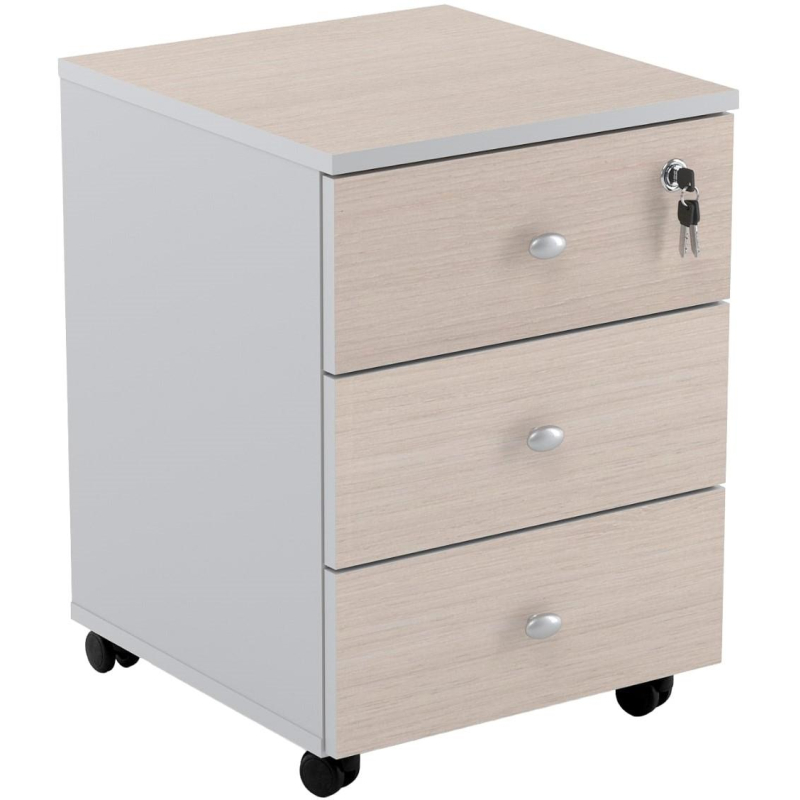 фото Тумба easy st lt 16/16 выкатная 400x420x530мм 3 ящика, светлый дуб/серый easy to lead