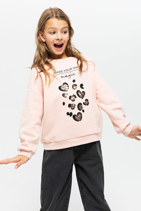 

Свитшот детский Sela цв. розовый р.134, 810050419