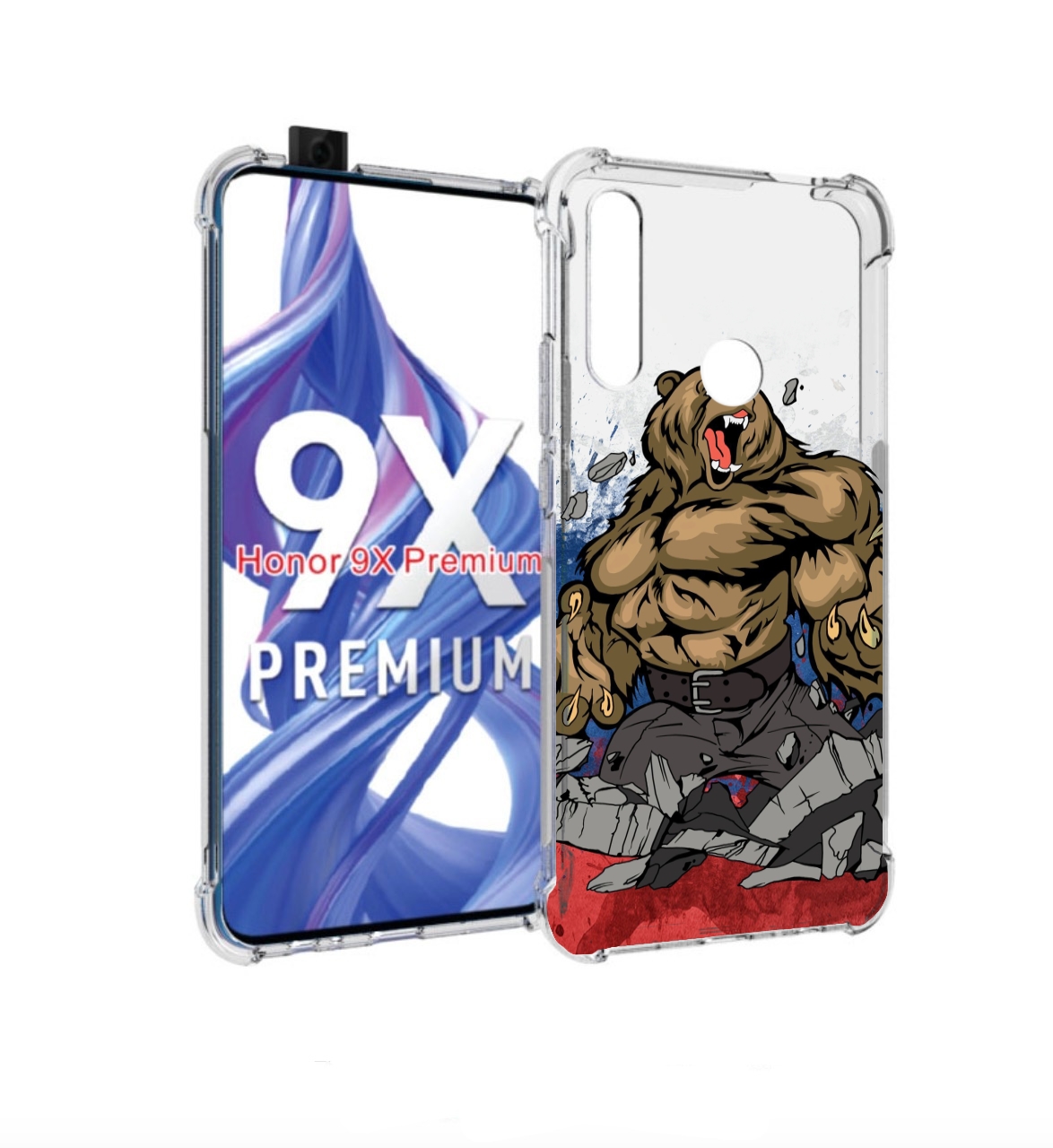 

Чехол бампер MyPads медведь защитник родины для Honor 9X (STK-LX, Прозрачный, Tocco