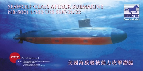 

Сборная модель Bronco 1/350 UDD SSN-21/22 Sea Wolf Attack Class Submarine NB5001