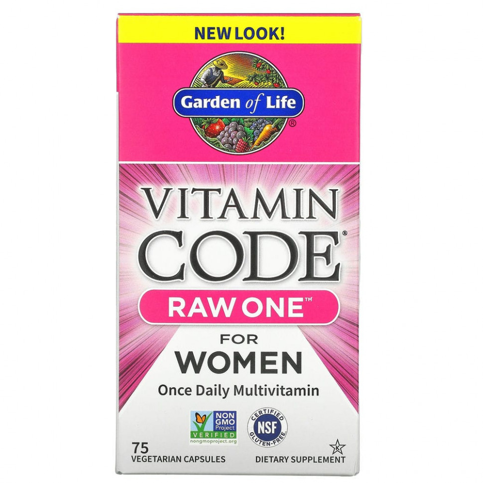 Мультивитаминная добавка Garden of Life Vitamin Code RAW One для женщин капсулы 75 шт 7749₽