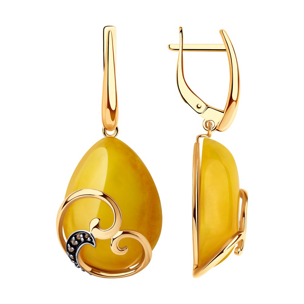 

Серьги женские из серебра Diamant 93-321-00996-2, янтарь, 93-321-00996-2