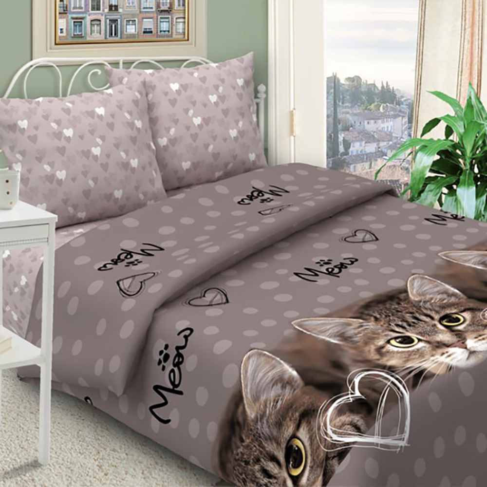 

Постельное белье Mercury Home Котенок Евро макси Бязь 2 наволочки 50x70, Котенок