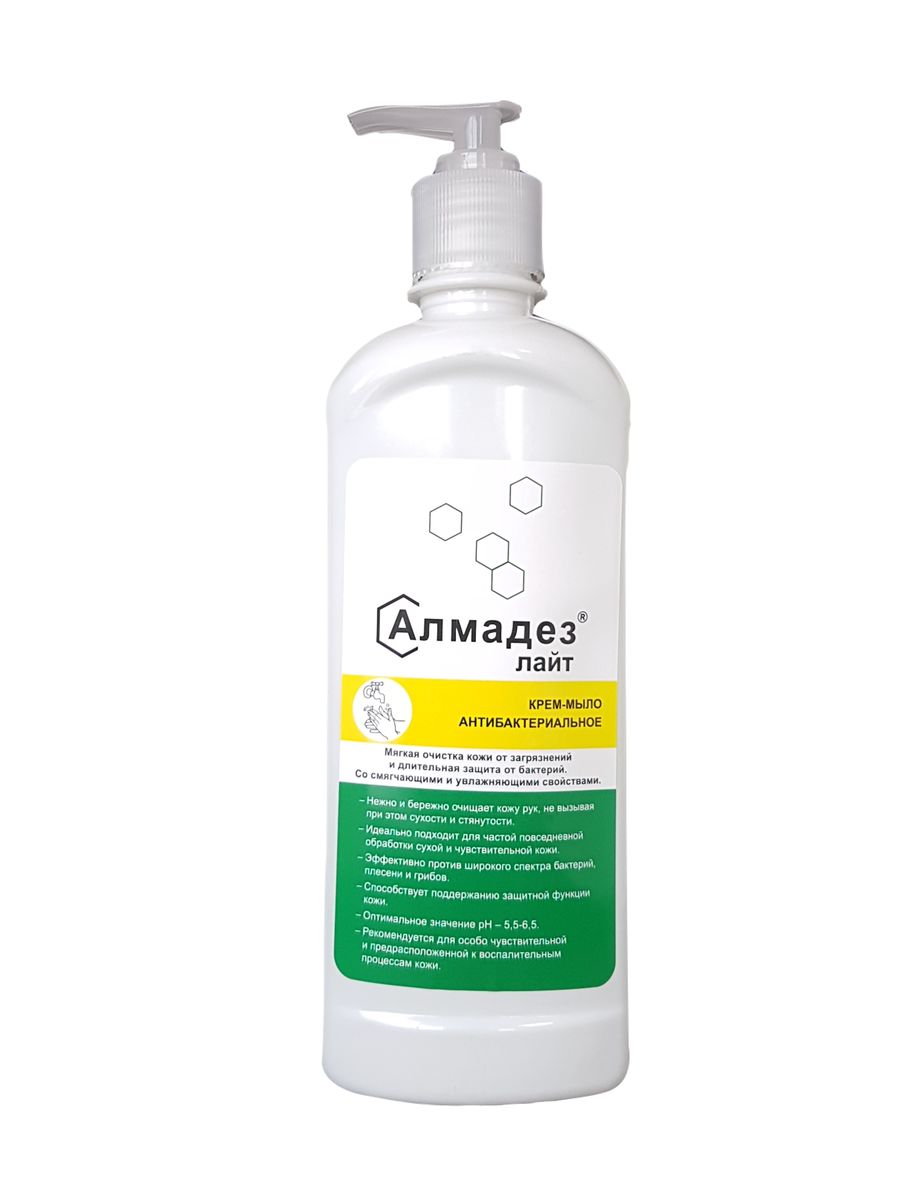 Антибактериальное жидкое мыло Алмадез Лайт 500 мл с дозатором жидкое мыло protex fresh антибактериальное 300мл