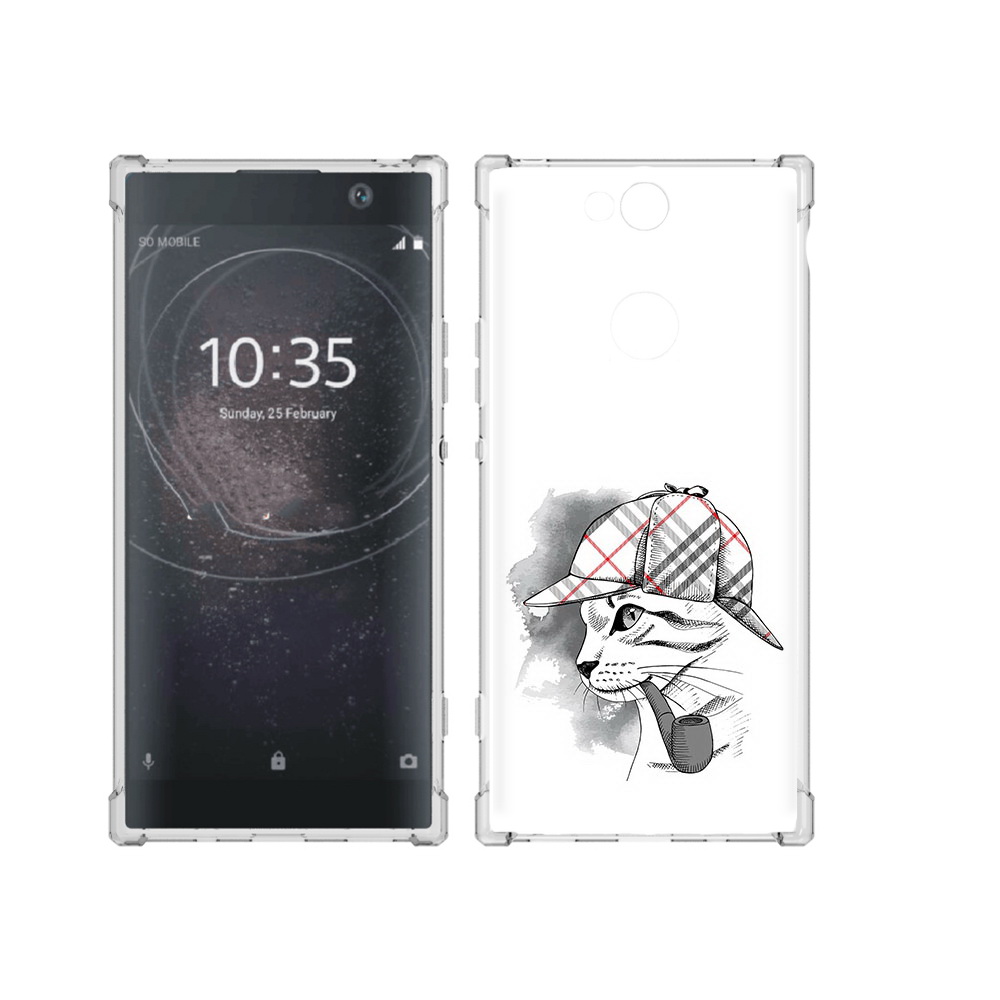 Чехол MyPads Tocco для Sony Xperia XA2 Plus кошка с трубкой