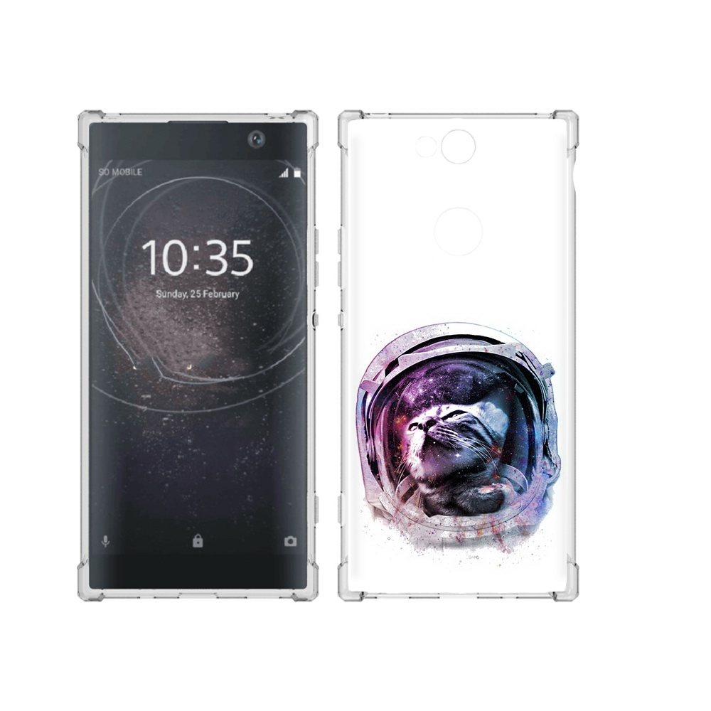 

Чехол MyPads Tocco для Sony Xperia XA2 Plus кот в шлеме, Прозрачный, Tocco