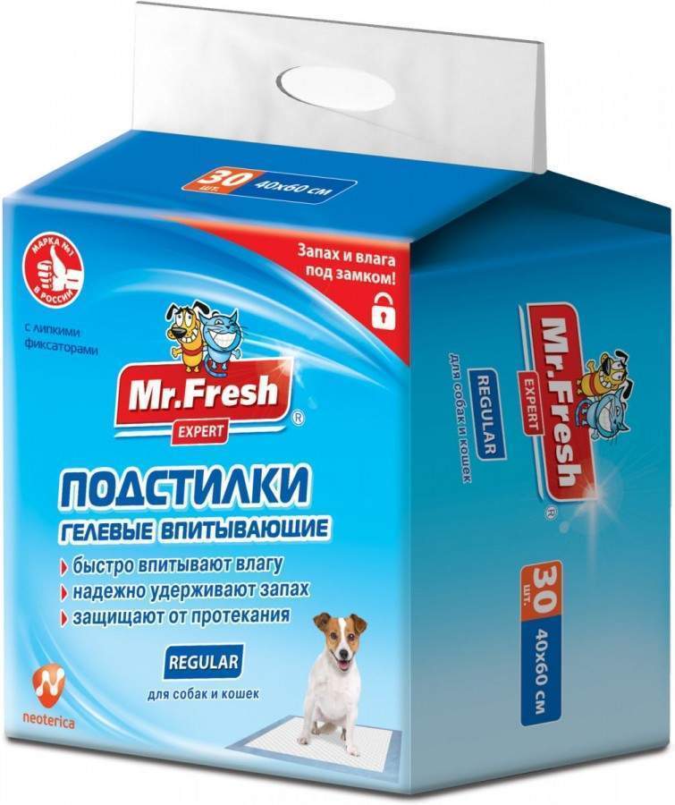 фото Пеленки для кошек и собак одноразовые mr.fresh regular 60 x 40 см, 30 шт