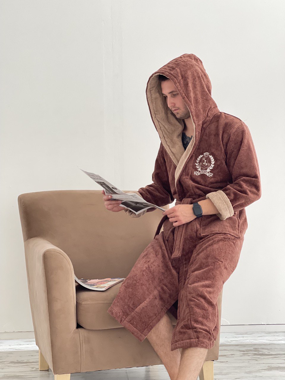 

Халат мужской JAN TEX УМБРА коричневый 3XL(50-52), УМБРА