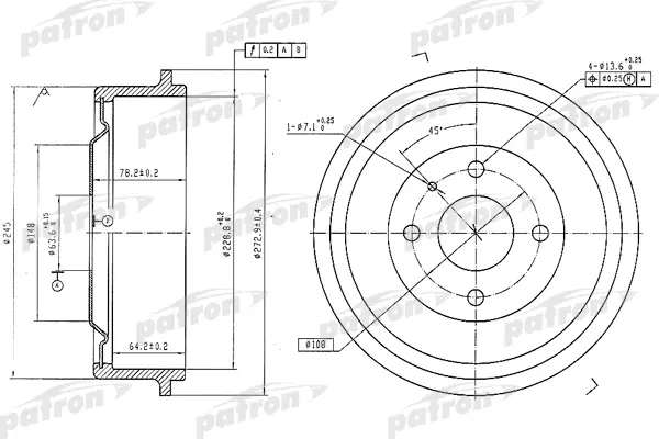 

Тормозной барабан PATRON PDR1056