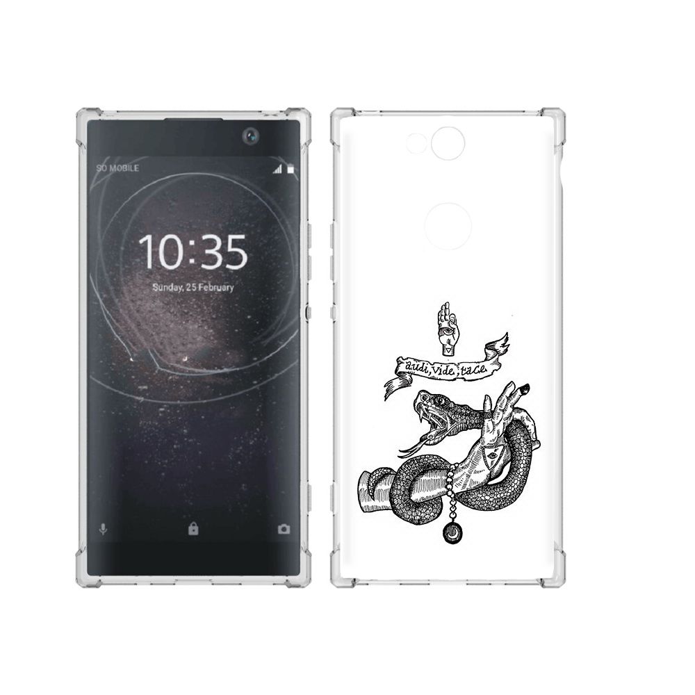 

Чехол MyPads Tocco для Sony Xperia XA2 Plus змея на руке рисунок, Прозрачный, Tocco