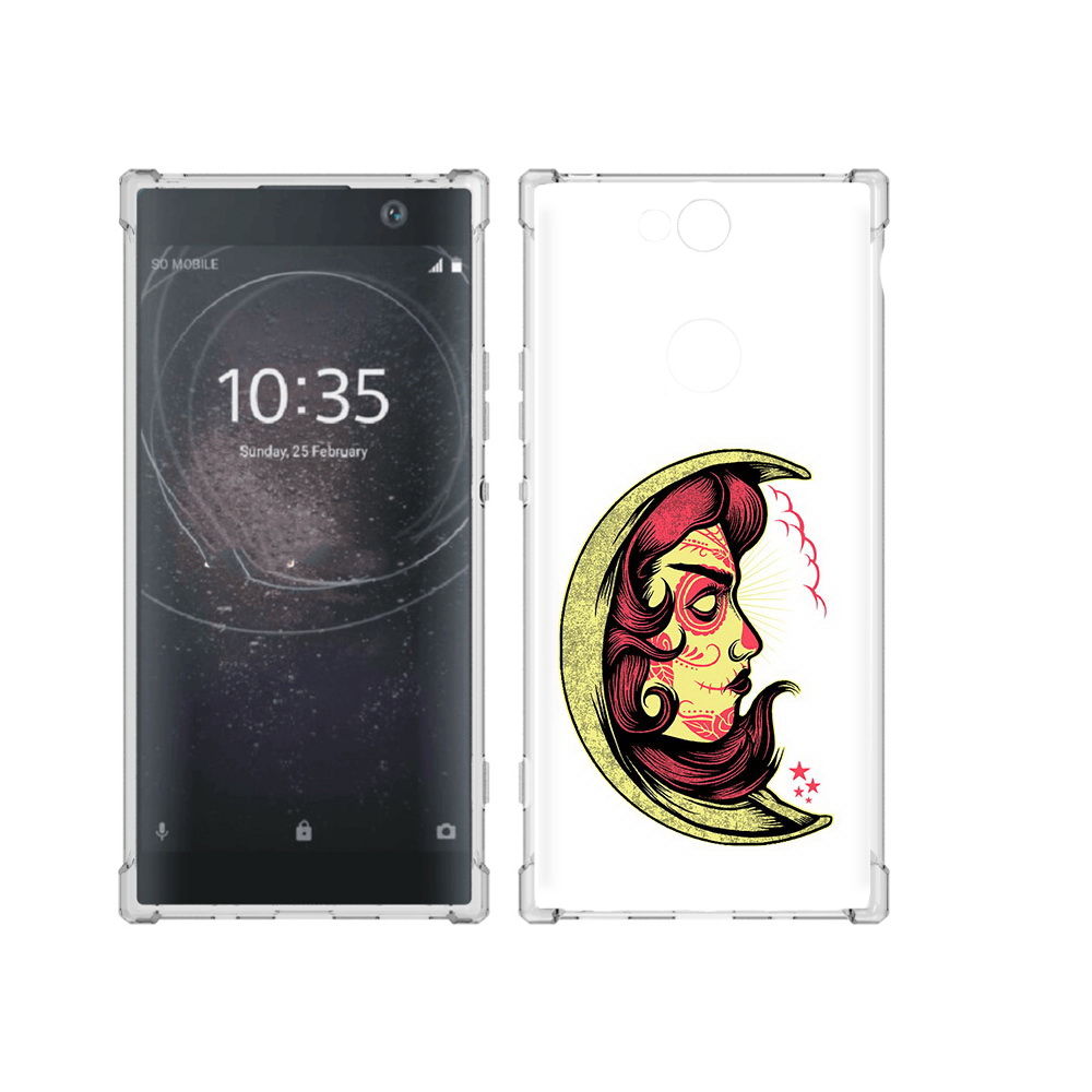 

Чехол MyPads Tocco для Sony Xperia XA2 Plus желтый полумесяц с лицом девушки, Прозрачный, Tocco