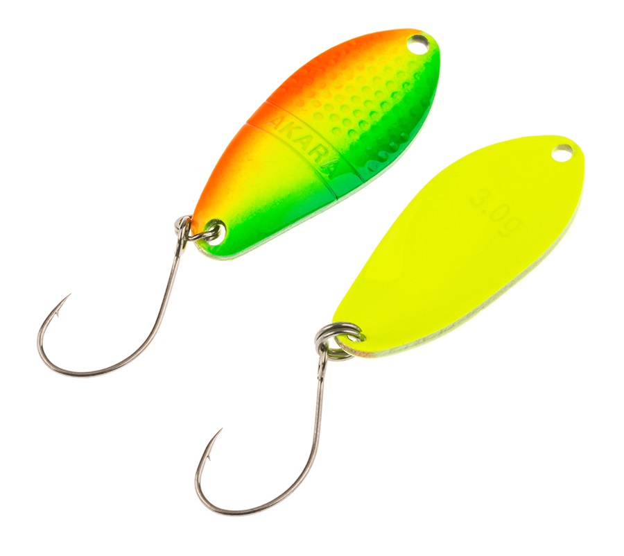 

AKARA Блесна колеблющаяся AKARA TROUT TIME NAMIDA 30 ( 3,5гр/80), Желтый;оранжевый;зеленый