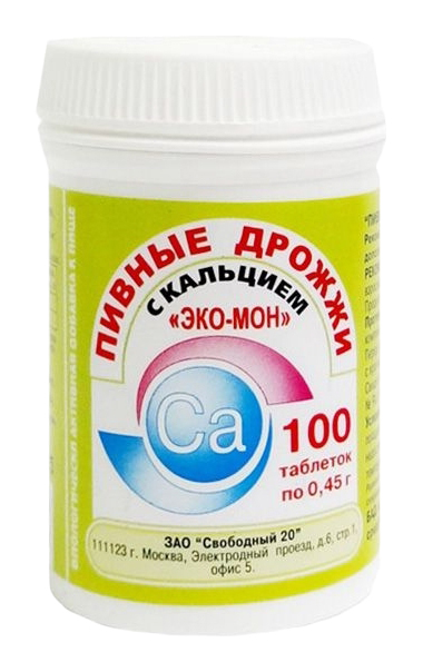 Купить Дрожжи пивные с кальцием таблетки 100 шт., Свободный 20 ЗАО