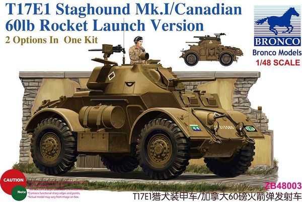 Сборная модель Bronco 1/48 T17E1 Staghound Mk.I ВС Канады с пусковой установкой ZB48003