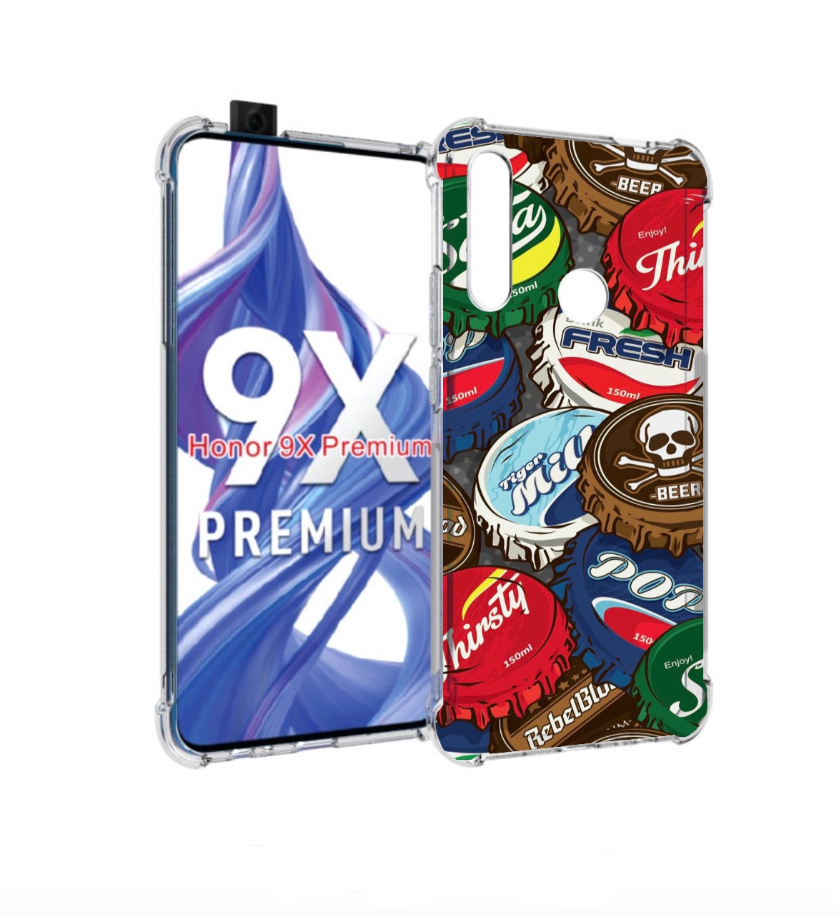 

Чехол бампер MyPads крышки от баночек для Honor 9X (STK-LX1)., Прозрачный, Tocco