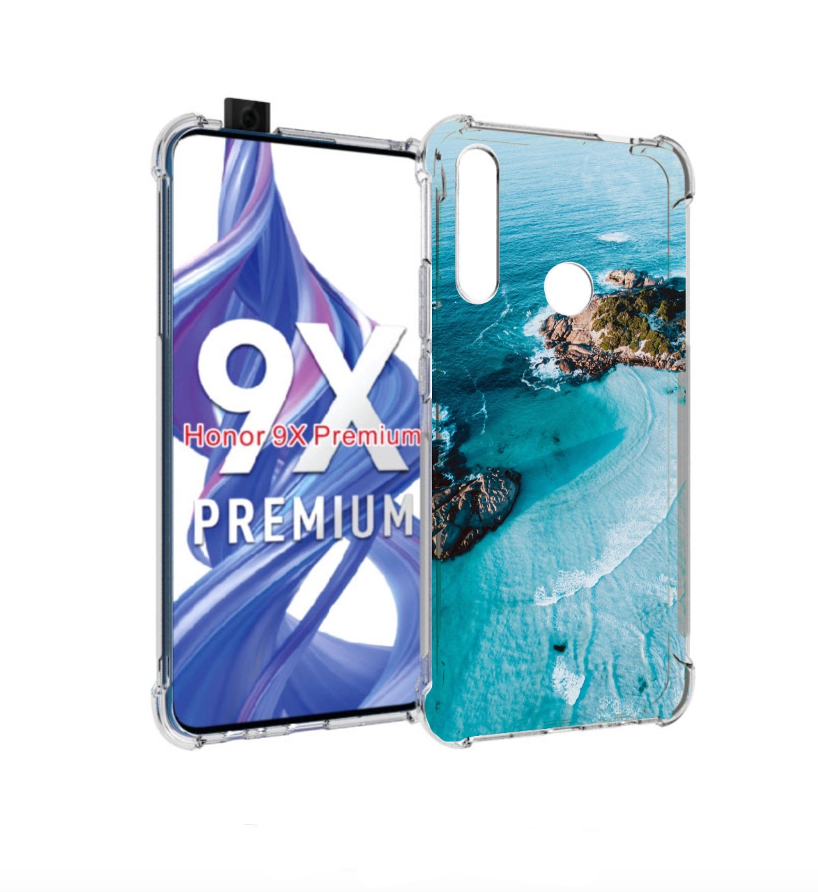 

Чехол бампер MyPads красивый голубой залив для Honor 9X (STK-LX1, Прозрачный, Tocco