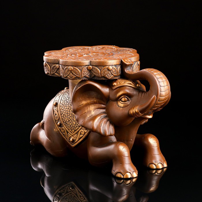 фото Premium gips статуэтка-подставка индийский слон, бронза, гипс, 22х39х26 см