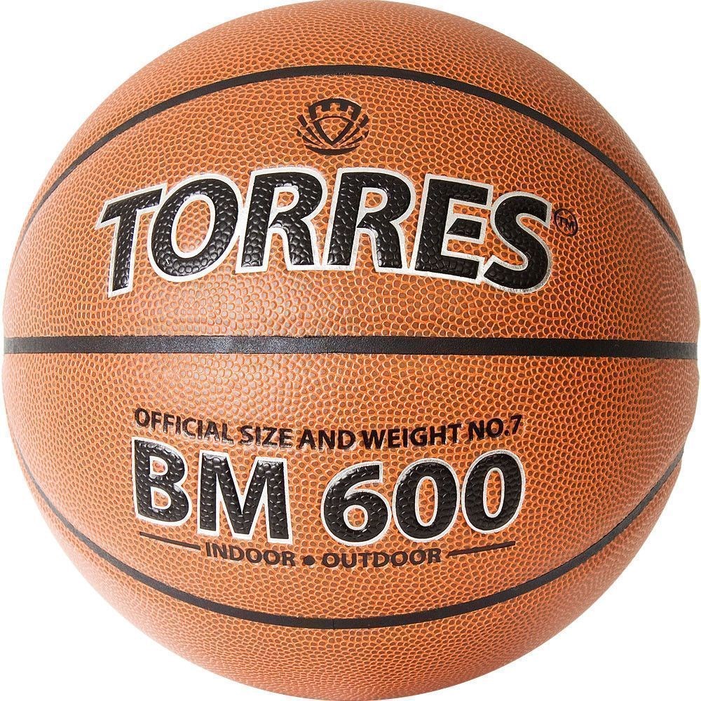 Мяч баскетбольный TORRES BM600 B32027, р.7, темно-коричневый-черн