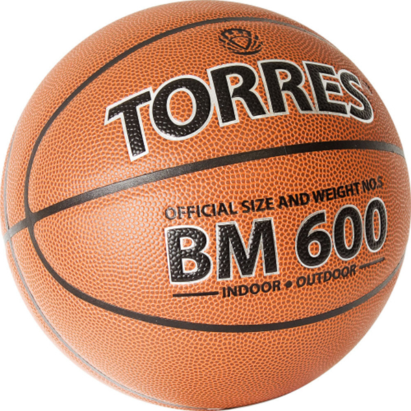 Мяч баскетбольный TORRES BM600 B32025, р.5, темно-коричневый-черн