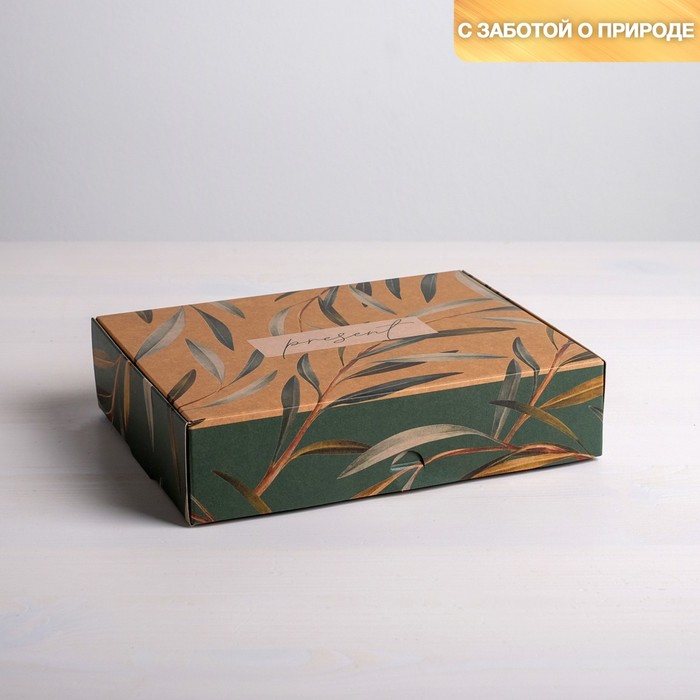 

Коробка складная крафтовая «Present», 21 × 15 × 5 см, Коллекция упаковки "Тропическая"