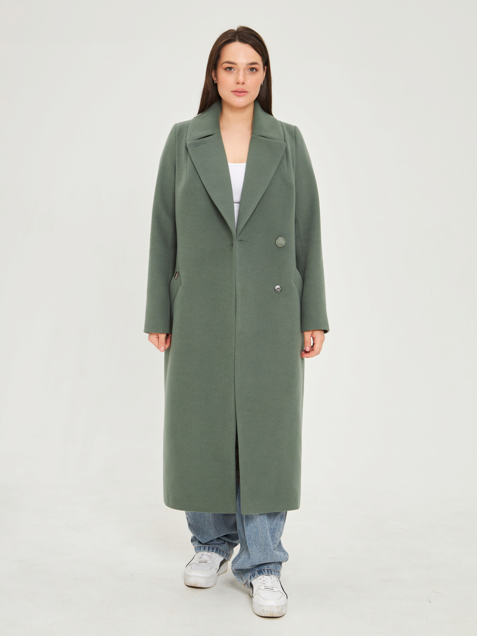 Пальто женское Каляев 66714 зеленое 52 RU