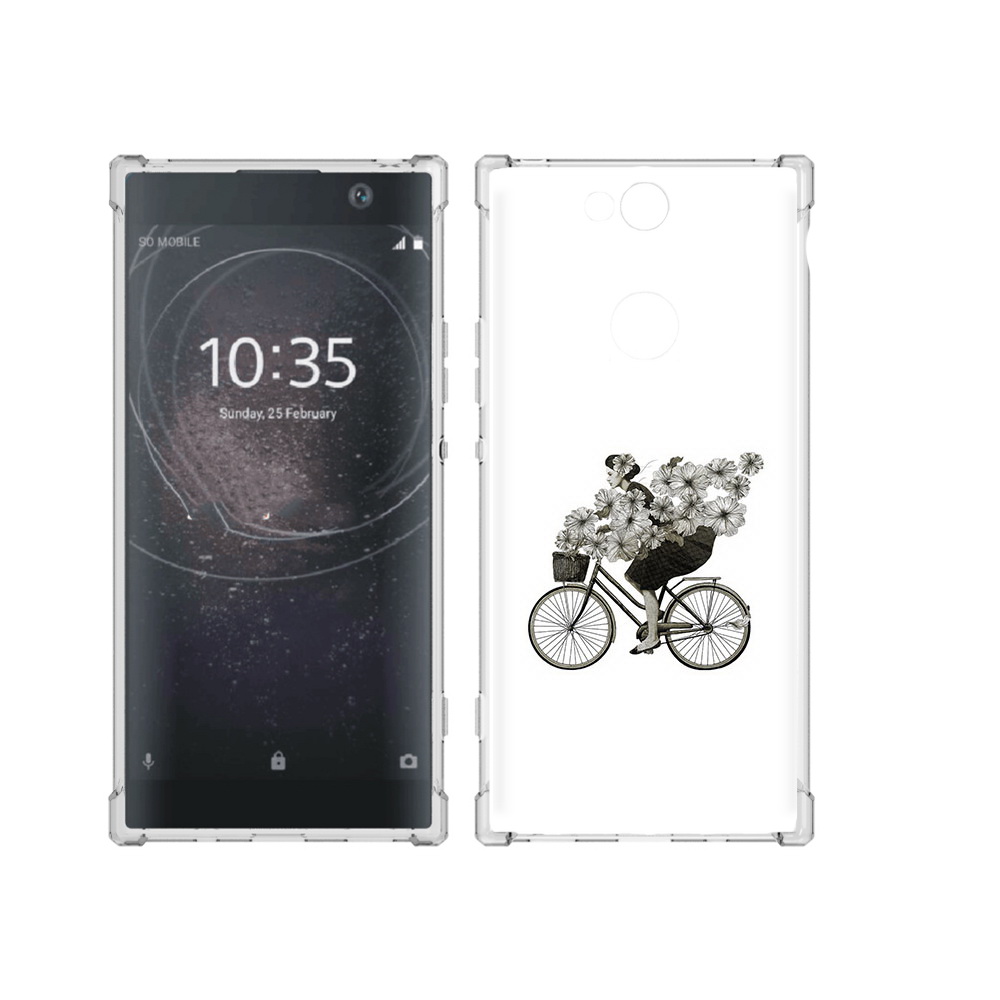 Чехол MyPads Tocco для Sony Xperia XA2 Plus девушка на велосипеде с цветами