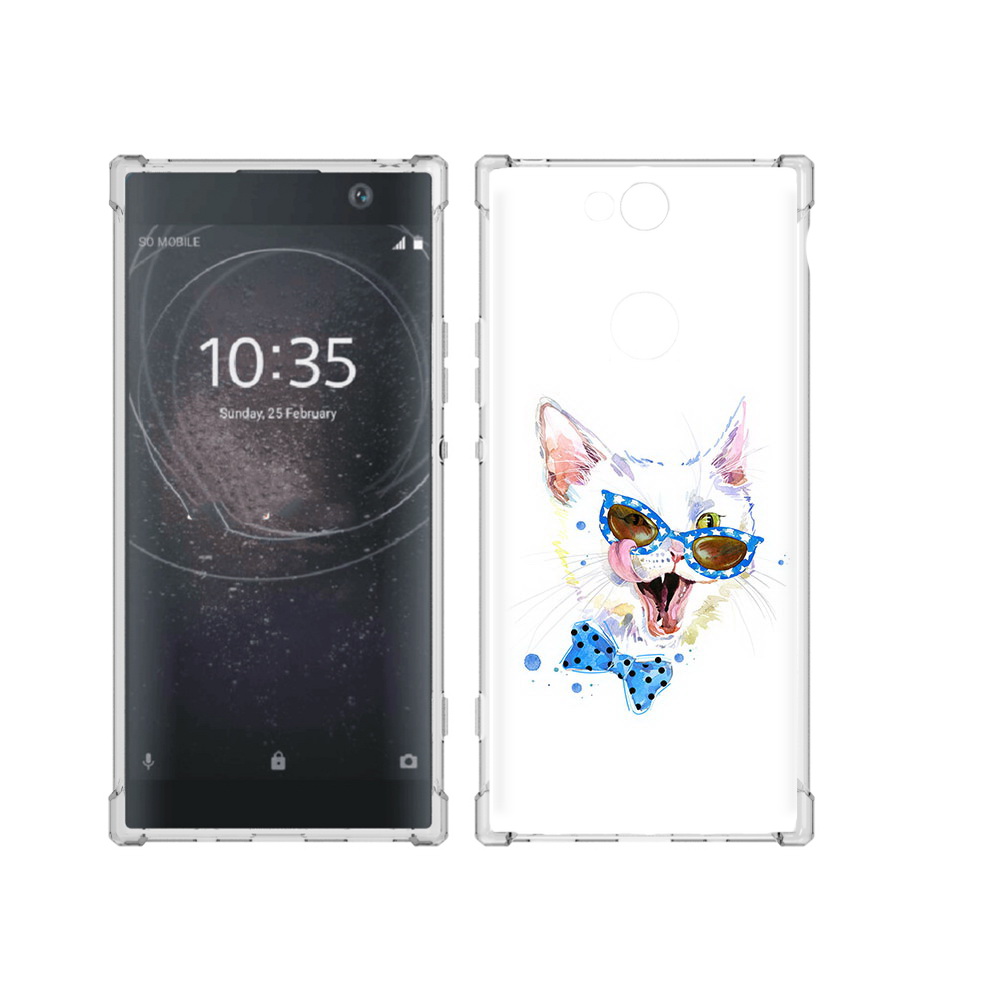 

Чехол MyPads Tocco для Sony Xperia XA2 Plus белый кот, Прозрачный, Tocco