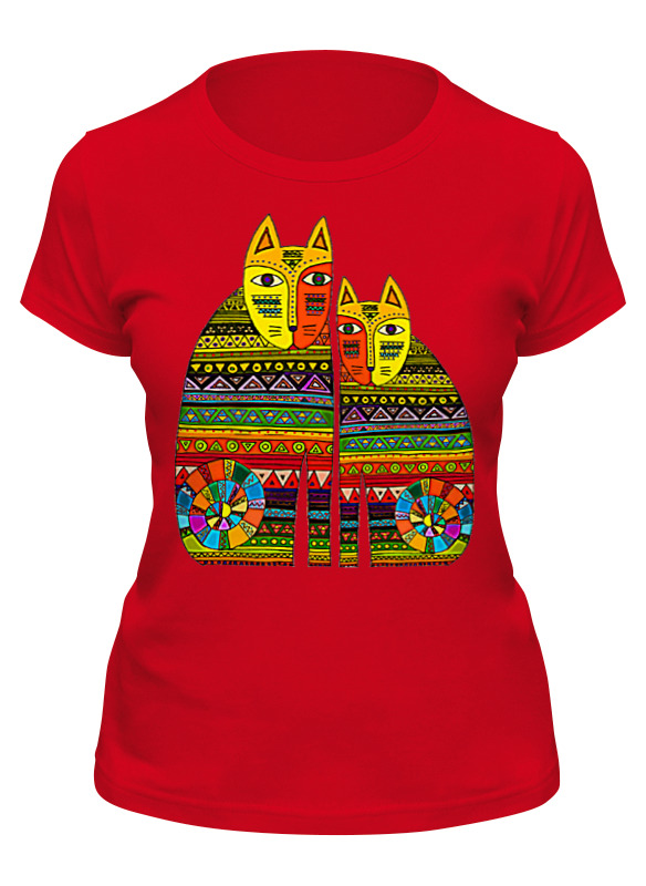 

Футболка женская Printio Коты красная 2XL, Красный, Коты