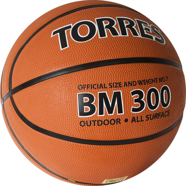 Мяч баск. TORRES BM300 арт.B02017, р.7, резина, темно-оранж-черн
