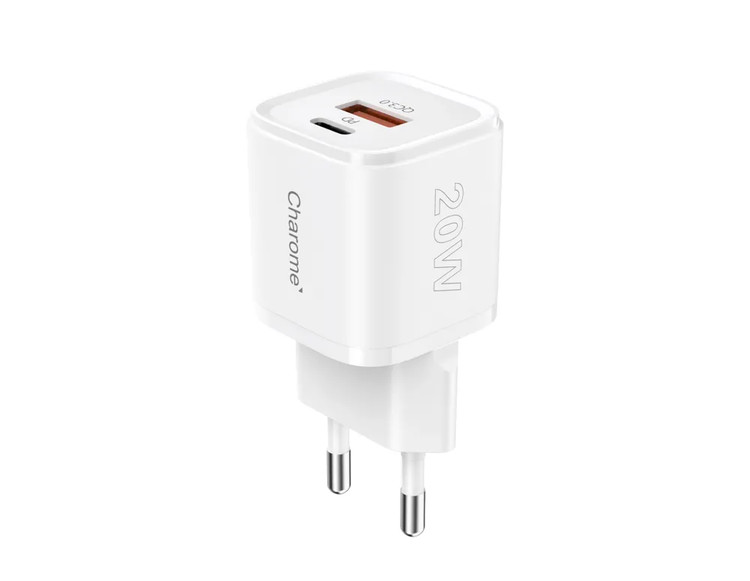 Сетевое зарядное устройство Charome C10 20W White Type-C/USB-A