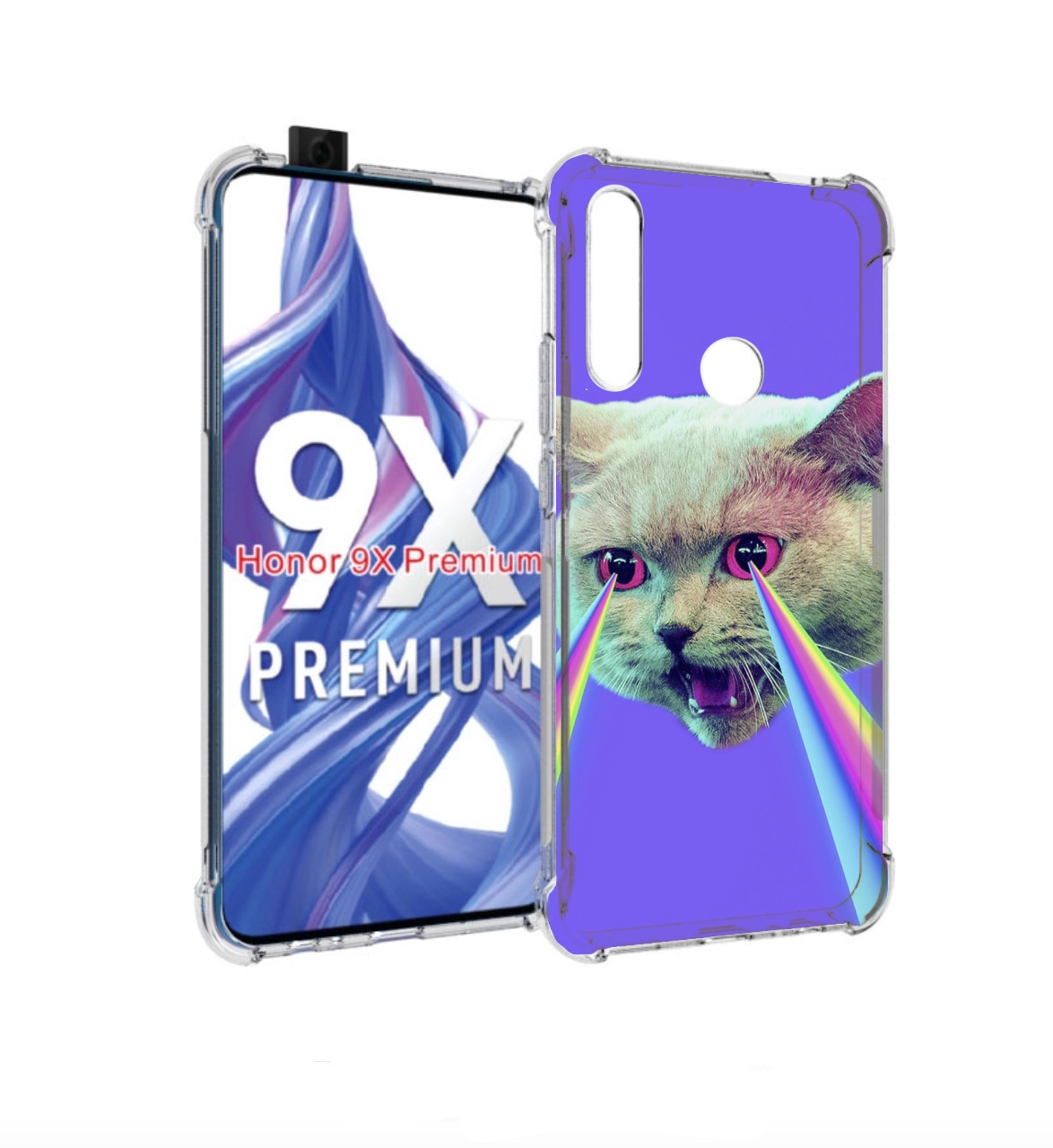 

Чехол бампер MyPads кот с радугой в глазах для Honor 9X (STK-LX1, Прозрачный, Tocco