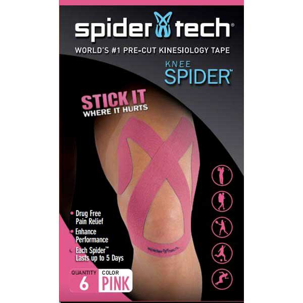 фото Тейп spidertech преднарезанный для коленной части, 6шт. розовый