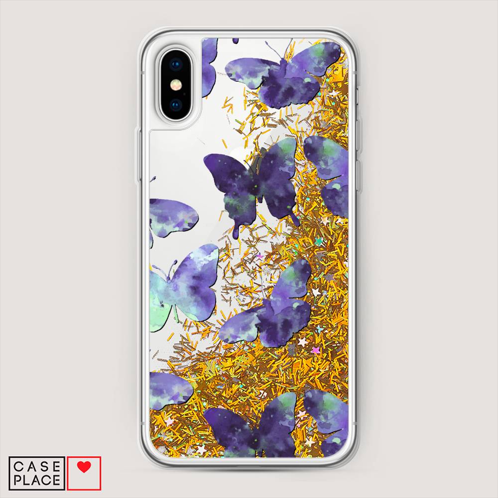 

Жидкий чехол с блестками "Бабочки отпечатки" на Apple iPhone XS Max (10S Max), 11990-1
