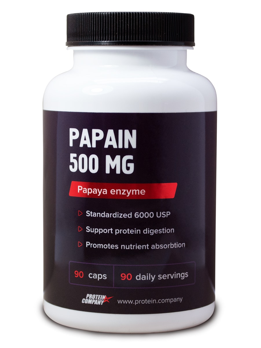 фото Papain 500 mg / protein.company / папаин / капсулы / 90 порций / 90 капсул