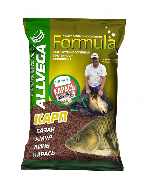 

Прикормка Allvega Formula Carassin Garlic 0,9кг (Карась Чеснок), Коричневый, Formula Carassin Garlic